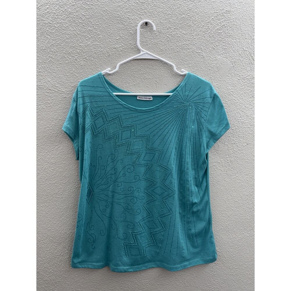 Bleeker & McDougal Womens Shirt Size Unknown Blue Beaded Cap Sleeve